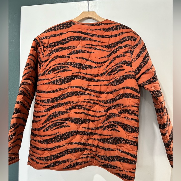 Anine Bing Quilted Tiger Print Jacket in Rust - Picture 9 of 12